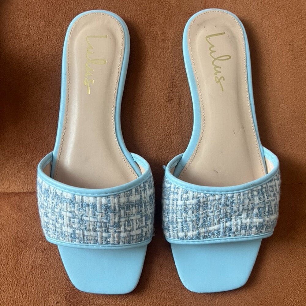 Baby Blue Spring Tweed Lulus Sandals